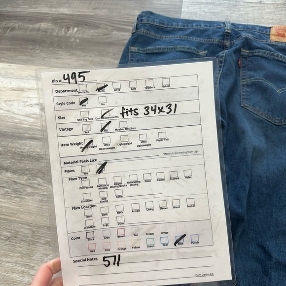 Levi's 511 Red Tab Faded Dark Wash Blue Mens 34x31 Worn In Slim Fit Denim Jeans - Picture 8 of 11